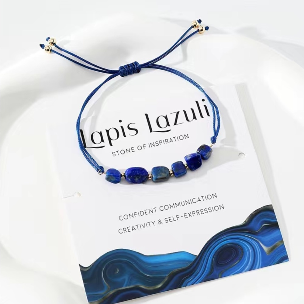 NWT LAPIS LAZULI natural stone adjustable bracelet blue new with tags NWT boho